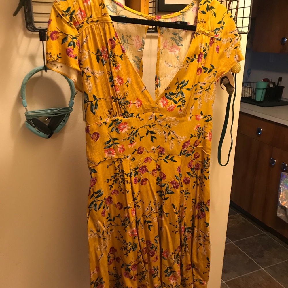 Zaful Yellow Flower Print Dress